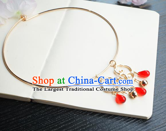 Chinese Handmade Hanfu Necklace Classical Jewelry Accessories Ancient Bride Golden Necklet for Women