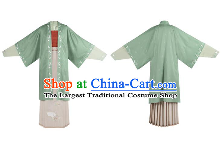 Ancient Chinese Song Dynasty Village Girl Costumes Traditional Hanfu Apparels Embroidered BeiZi Blouse Top and Skirt for Women