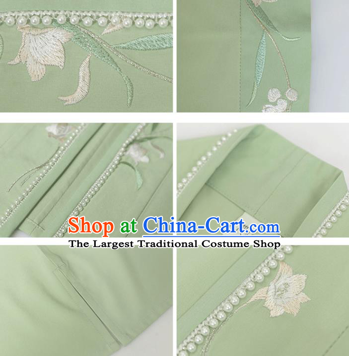 Ancient Chinese Song Dynasty Village Girl Costumes Traditional Hanfu Apparels Embroidered BeiZi Blouse Top and Skirt for Women