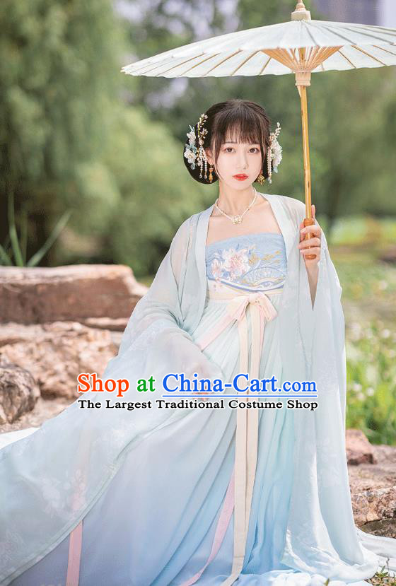 Chinese Tang Dynasty Princess Costumes Traditional Ancient Goddess Hanfu Apparels Wide Sleeve Cape and Dress for Women