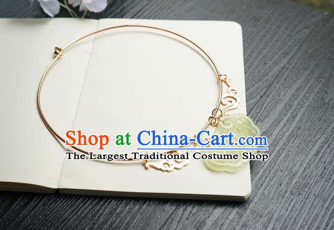 Chinese Handmade Hanfu Ming Dynasty Necklace Classical Jewelry Accessories Ancient Princess Jade Necklet for Women