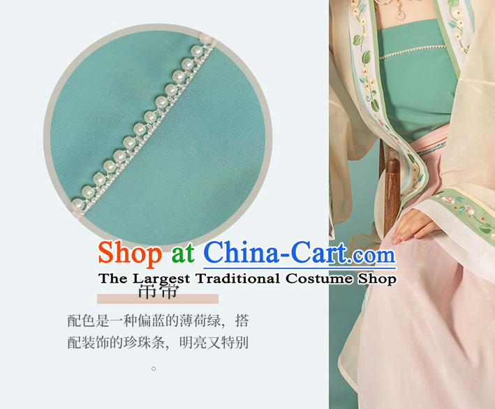 Chinese Ancient Country Lady BeiZi Top and Skirt Traditional Song Dynasty Historical Costumes Hanfu Apparels