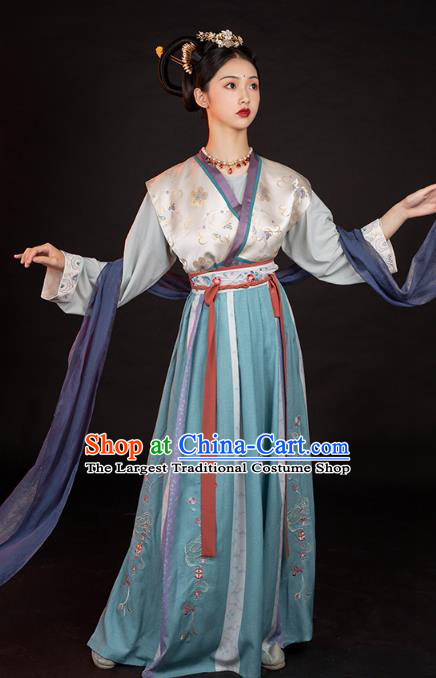 Chinese Ancient Court Lady Top Blouse and Skirt Traditional Tang Dynasty Palace Historical Costumes Hanfu Hu Xuan Dance Apparels Full Set