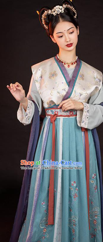 Chinese Ancient Court Lady Top Blouse and Skirt Traditional Tang Dynasty Palace Historical Costumes Hanfu Hu Xuan Dance Apparels Full Set