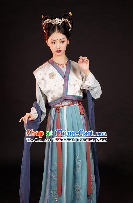 Chinese Ancient Court Lady Top Blouse and Skirt Traditional Tang Dynasty Palace Historical Costumes Hanfu Hu Xuan Dance Apparels Full Set