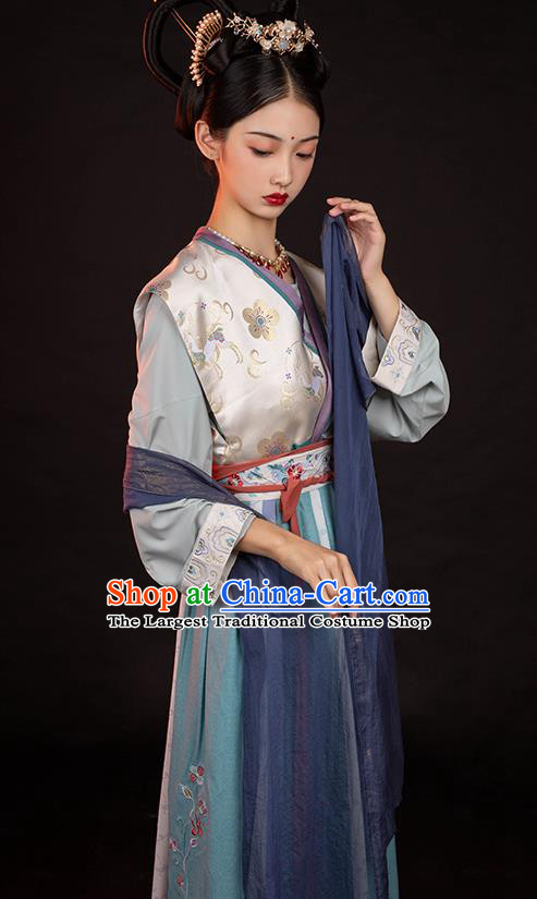 Chinese Ancient Court Lady Top Blouse and Skirt Traditional Tang Dynasty Palace Historical Costumes Hanfu Hu Xuan Dance Apparels Full Set