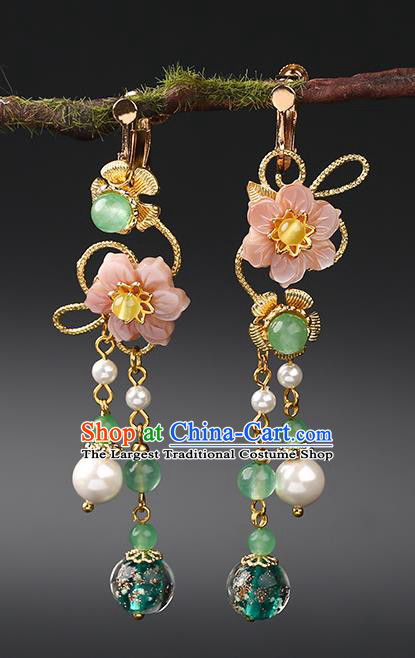 Handmade Chinese Flowers Ear Accessories Classical Eardrop Ancient Women Hanfu Beads Tassel Earrings