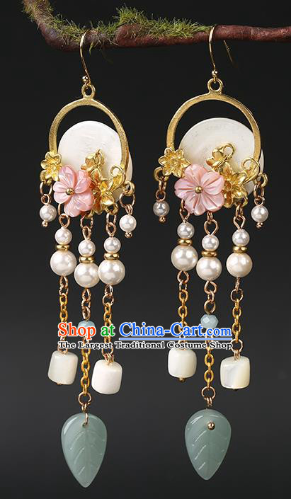 Handmade Chinese Aventurine Ear Accessories Classical Eardrop Ancient Women Hanfu Beads Tassel Earrings