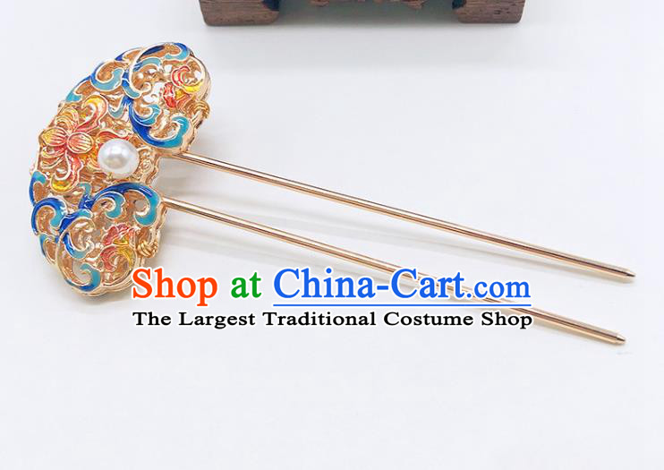 Chinese Classical Blueing Hair Clip Women Hanfu Hair Accessories Handmade Ancient Qing Dynasty Imperial Concubine Hairpins