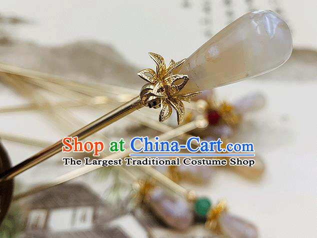 Chinese Classical Tang Dynasty Hair Clip Hanfu Hair Accessories Handmade Ancient Princess Golden Hairpin for Women