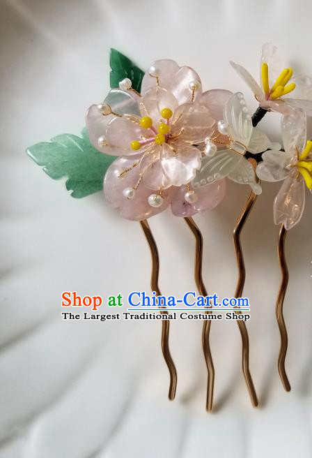 Chinese Classical Plum Hair Comb Hanfu Hair Accessories Handmade Ancient Princess Butterfly Hairpins for Women