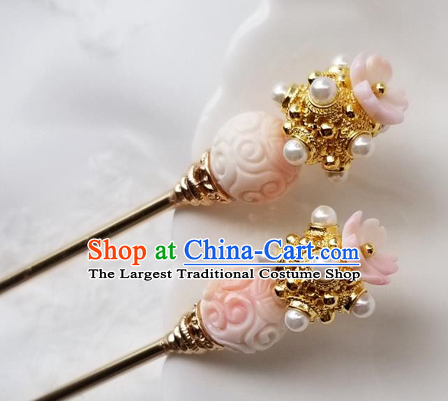 Chinese Classical Court Hair Clip Hanfu Hair Accessories Handmade Ancient Queen Pearls Hairpins for Women