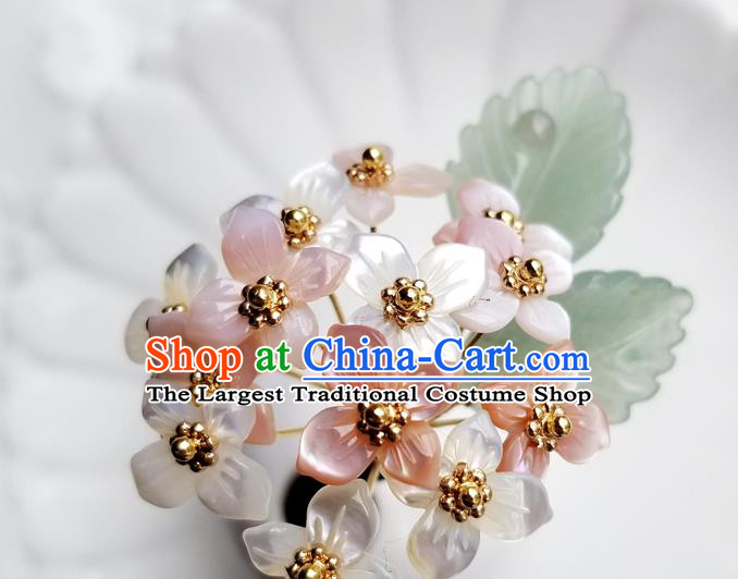 Chinese Classical Hydrangea Hair Clip Hanfu Hair Accessories Handmade Ancient Queen Shell Flowers Hairpins for Women