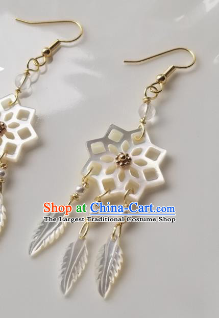 Handmade Chinese Shell Dreamcatcher Ear Accessories Classical Eardrop Ancient Women Hanfu Earrings