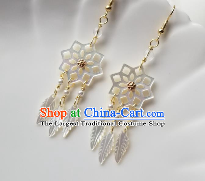 Handmade Chinese Shell Dreamcatcher Ear Accessories Classical Eardrop Ancient Women Hanfu Earrings