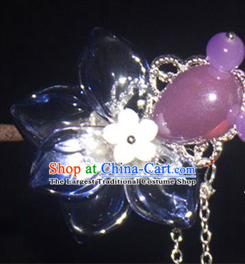 Chinese Classical Purple Goldfish Hair Sticks Hanfu Hair Accessories Handmade Ancient Princess Tassel Hair Claws for Women