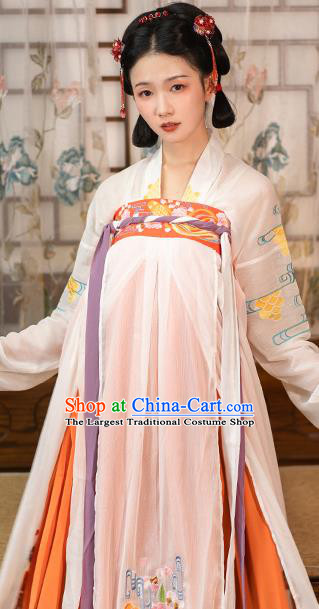 Chinese Tang Dynasty Hanfu Apparels Traditional Ancient Princess Historical Costumes Embroidered Cloak Blouse and Dress Full Set