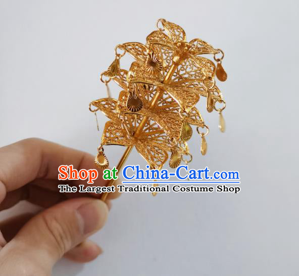 Chinese Classical Court Hair Clip Women Hanfu Hair Accessories Handmade Ancient Tang Dynasty Empress Golden Hairpins