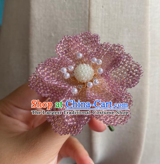 Chinese Classical Court Purple Beads Plum Blossom Hair Clip Women Hanfu Hair Accessories Handmade Ancient Qing Dynasty Princess Flower Hairpins
