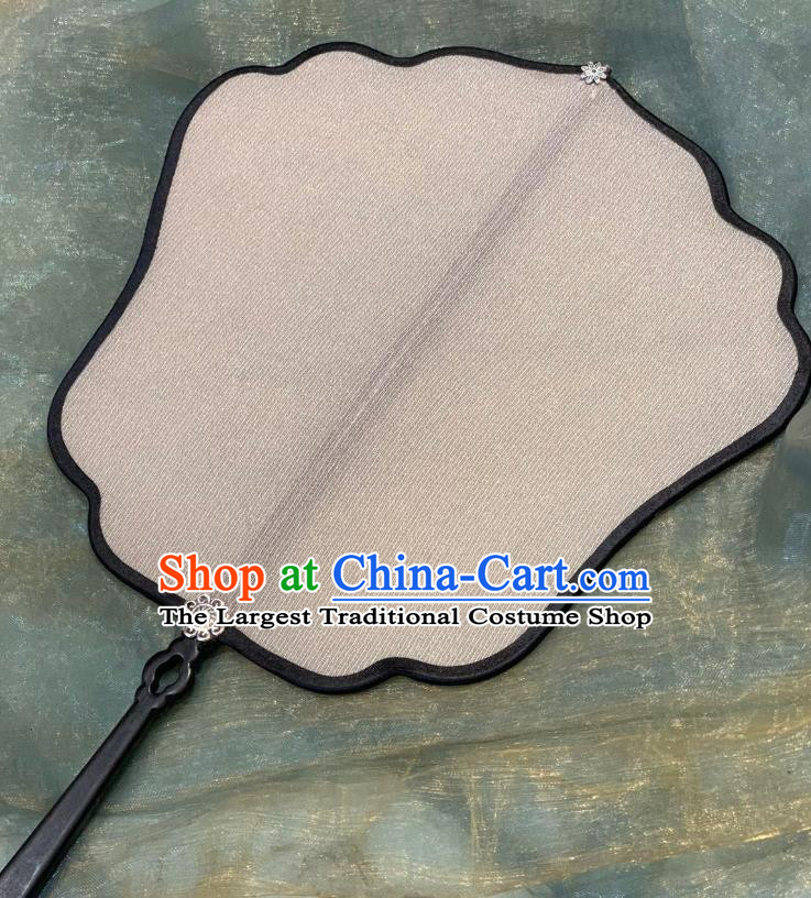 Chinese Classical Hanfu Palm Leaf Fan Ancient Song Dynasty Wedding Palace Fans Court Beige Silk Fans
