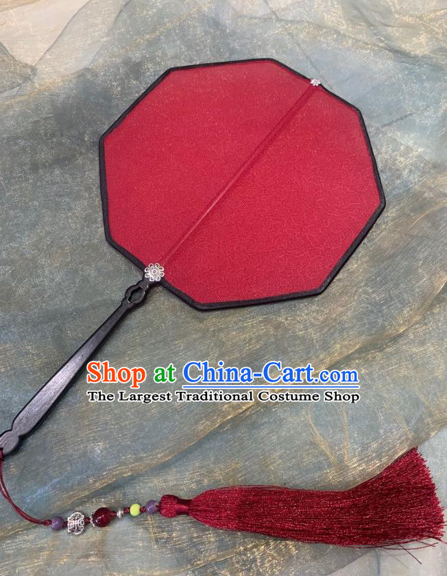 Chinese Classical Hanfu Court Lady Fan Ancient Song Dynasty Wedding Palace Fans Princess Red Silk Fans
