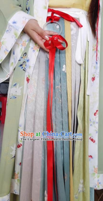 Chinese Classical Red Silk Ribbon Waist Accessories Ancient Song Dynasty Princess Belt Ornaments
