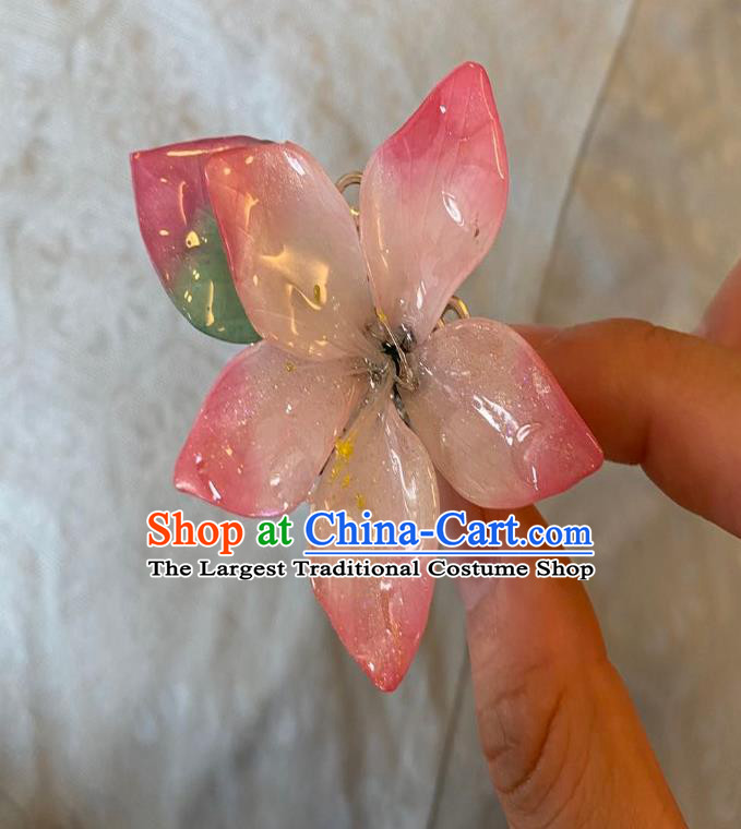 Chinese Women Hanfu Hair Accessories Classical Pink Peach Blossom Hair Clip Handmade Ancient Princess Hairpin
