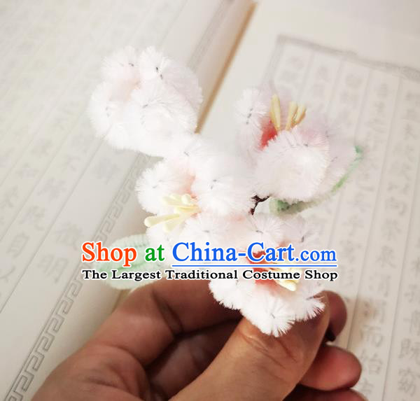 Chinese Ancient Princess Pink Velvet Hairpins Hair Accessories Handmade Qing Dynasty Palace Lady Plum Blossom Hair Stick