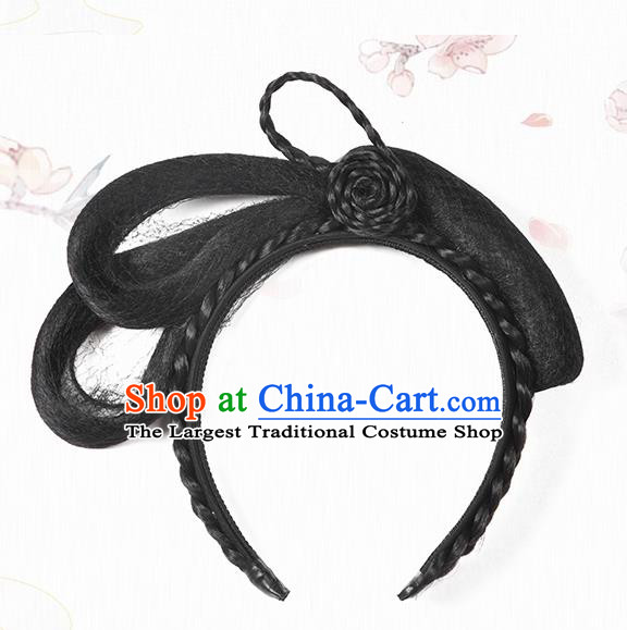 Chinese Classical Ancient Goddess Hanfu Wigs Tang Dynasty Palace Princess Wig Hair Clasp Accessories