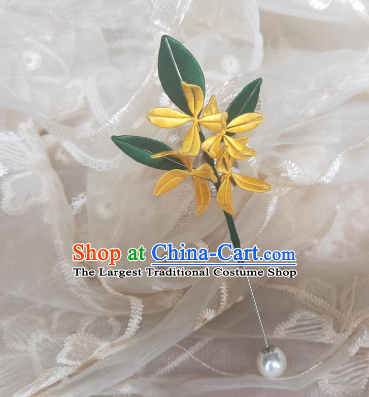 Chinese Ancient Princess Yellow Flowers Hairpins Hair Accessories Handmade Hanfu Silk Fragrans Hair Stick