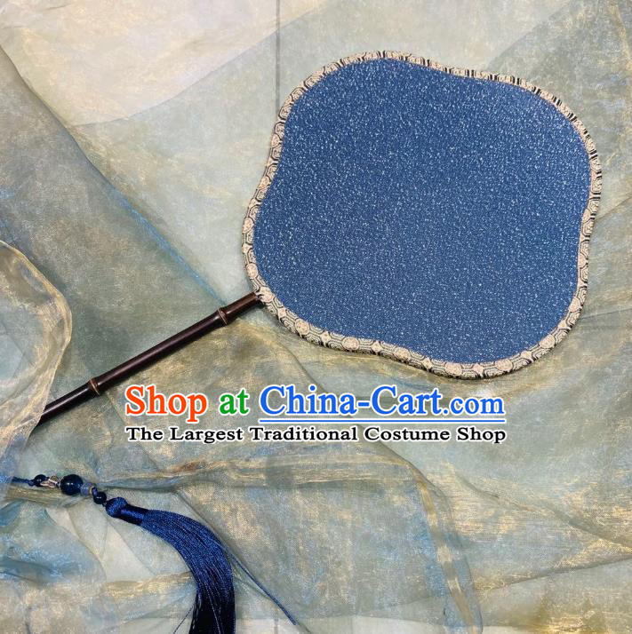 Chinese Classical Ancient Hanfu Blue Silk Fan Song Dynasty Princess Clover Palace Fans