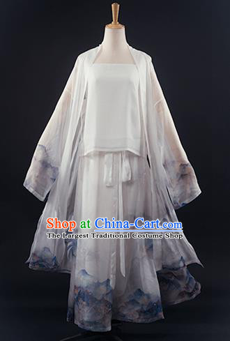 Chinese Ancient Young Female Hanfu Apparels Traditional Costumes Song Dynasty Dance Lady Garment Printing BeiZi Top and Pants Full Set