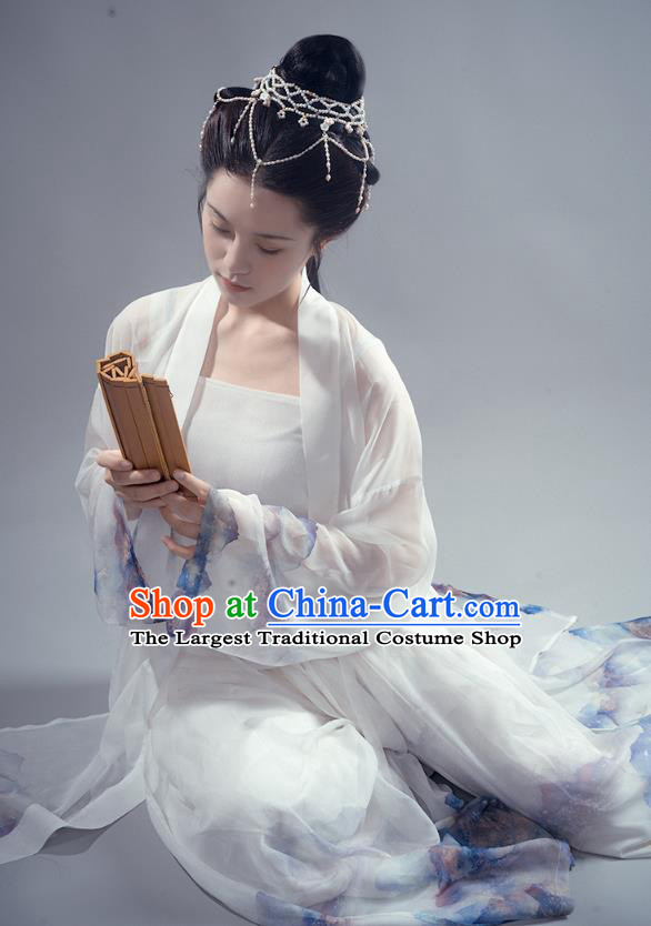 Chinese Ancient Young Female Hanfu Apparels Traditional Costumes Song Dynasty Dance Lady Garment Printing BeiZi Top and Pants Full Set