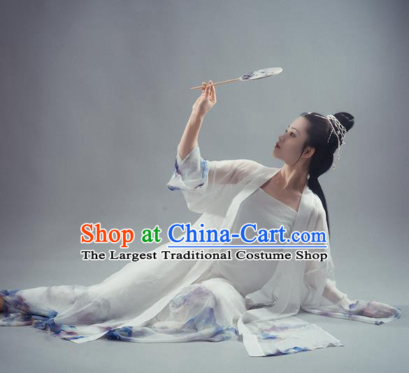 Chinese Ancient Young Female Hanfu Apparels Traditional Costumes Song Dynasty Dance Lady Garment Printing BeiZi Top and Pants Full Set