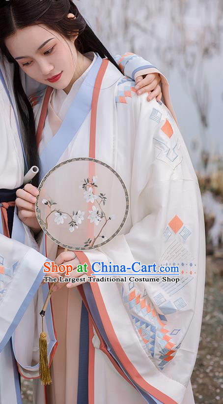Chinese Ancient Jin Dynasty Princess Hanfu Apparels Traditional Costumes Court Lady Garment Cape Blouse and Skirt Full Set