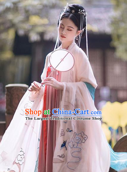 Chinese Ancient Goddess Hanfu Apparels Traditional Costumes Tang Dynasty Palace Princess Garment Embroidered Cape Blouse and Dress for Women