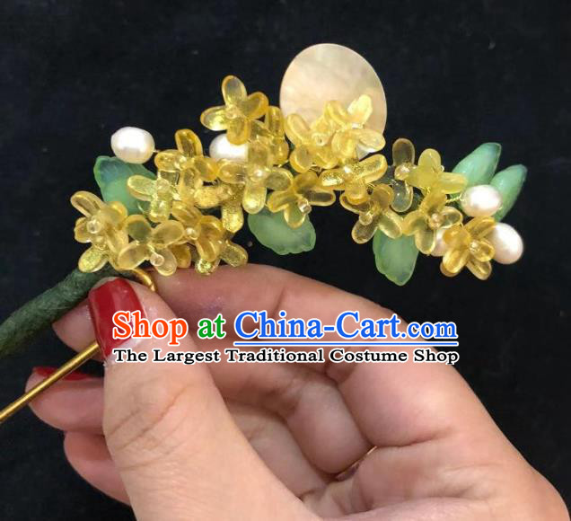 Chinese Ancient Princess Hairpins Hair Accessories Handmade Ming Dynasty Fragrans Flower Hair Stick