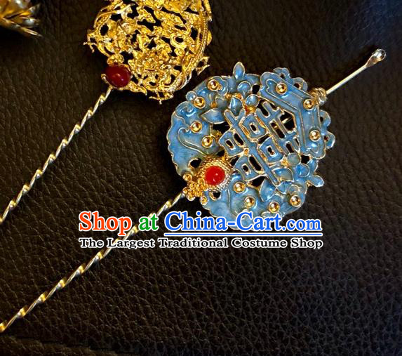 Chinese Ancient Palace Garnet Hairpins Hair Accessories Handmade Ming Dynasty Queen Blueing Wedding Curette Hair Stick