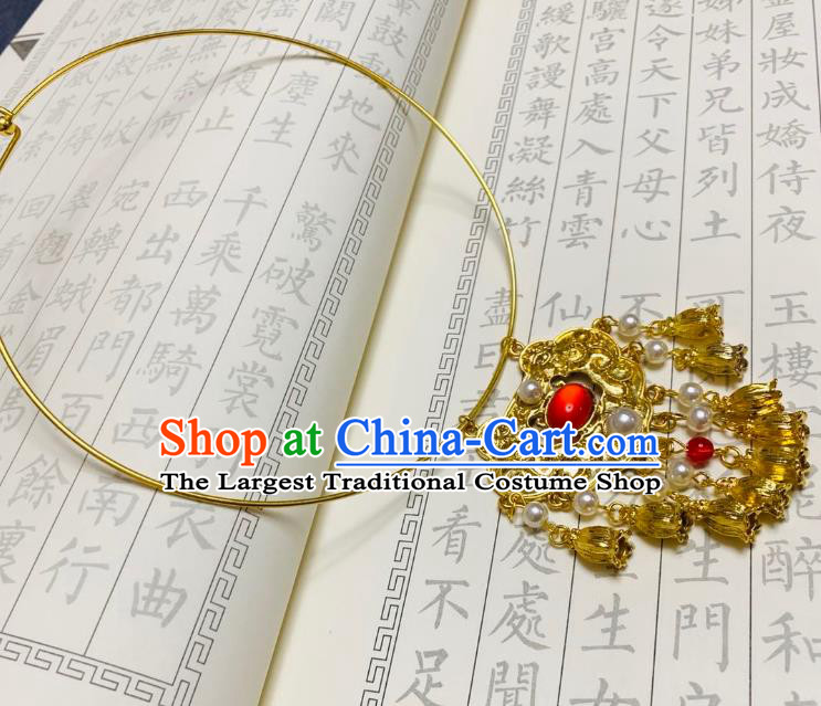 Chinese Handmade Golden Necklet Classical Jewelry Accessories Ancient Hanfu Conophytum Pucillum Necklace for Women