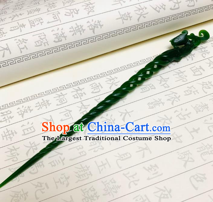 Chinese Ancient Empress Green Hairpins Hair Accessories Handmade Tang Dynasty Palace Hair Stick