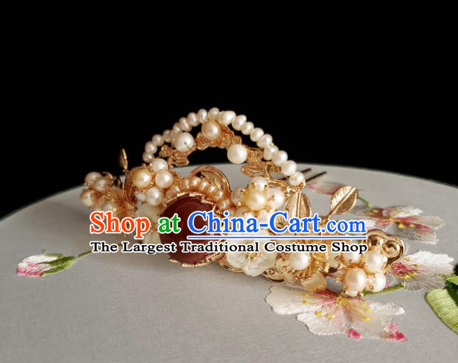 Chinese Ancient Empress Red Stone Hair Crown Hairpins Hair