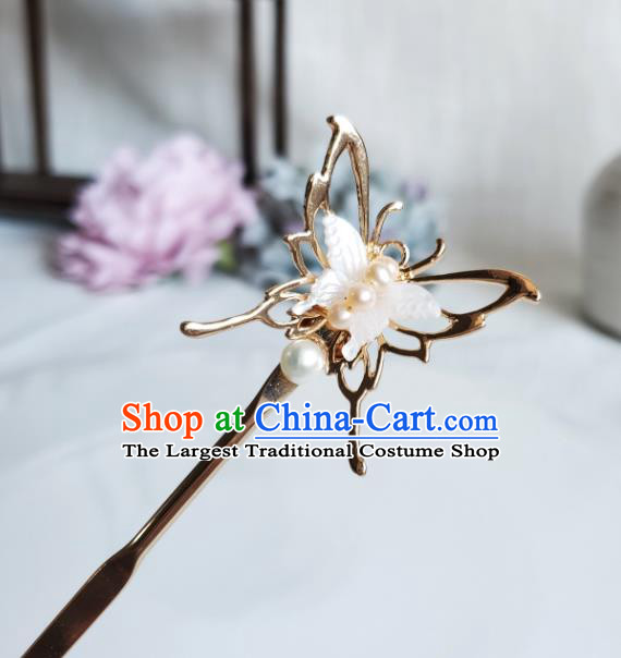 Chinese Ancient Royal Princess Hair Stick Hair Accessories Handmade Ming Dynasty Hanfu Shell Butterfly Hairpins