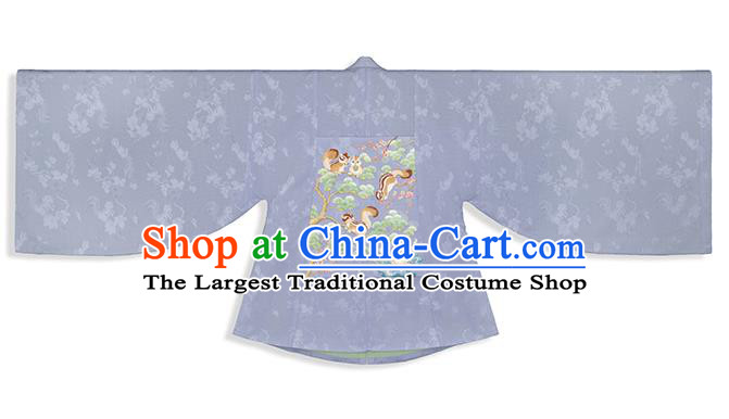 Chinese Traditional Ming Dynasty Historical Costumes Ancient Nobility Female Hanfu Dress Embroidered Purple Blouse and Skirt Full Set