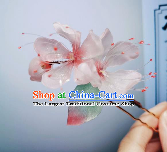 Chinese Ancient Ming Dynasty Princess Hair Stick Handmade Hair Accessories Hanfu Peach Blossom Hairpins