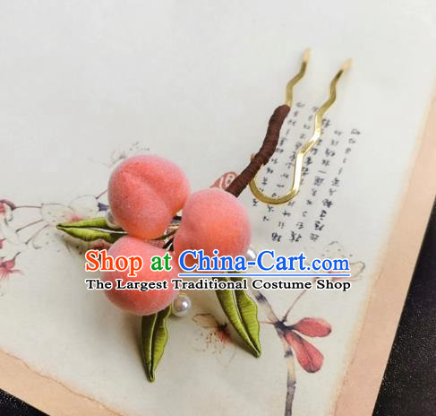 Chinese Ming Dynasty Peaches Hair Stick Handmade Hair Accessories Hanfu Ancient Young Lady Hairpins