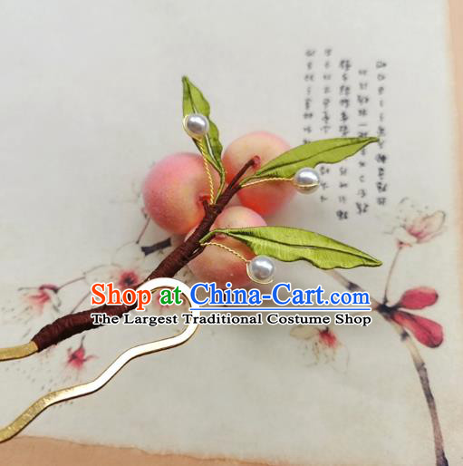Chinese Ming Dynasty Peaches Hair Stick Handmade Hair Accessories Hanfu Ancient Young Lady Hairpins