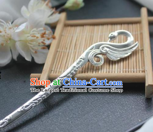Chinese Classical Swan Hair Stick Handmade Hanfu Hair Accessories Ancient Song Dynasty Palace Argent Hairpins