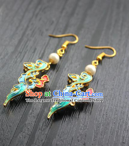 Chinese Handmade Blueing Cloud Earrings Classical Jewelry Accessories Hanfu Qing Dynasty Eardrop