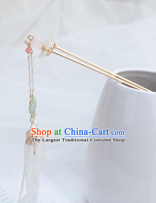 Chinese Classical Palace Long Tassel Hair Stick Handmade Hanfu Hair Accessories Ancient Jin Dynasty Princess Hairpins