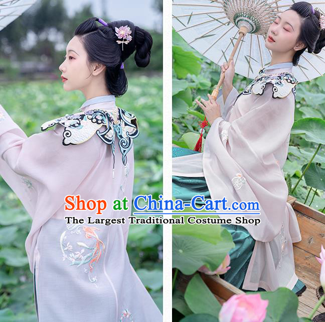 Chinese Ancient Ming Dynasty Royal Princess Historical Costumes Traditional Hanfu Dress Embroidered Long Gown and Skirt for Women